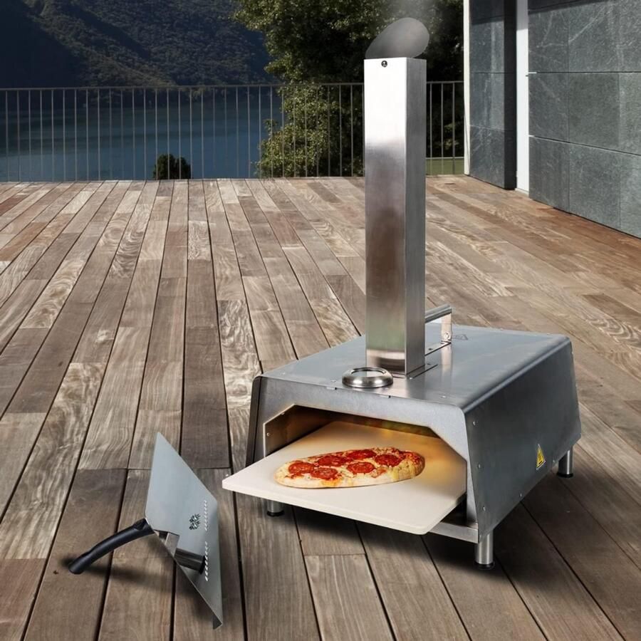 Aura Pizza oven Buiten Pizza oven Buiten Pizza oven Buiten Gas Barbecue Outdoor Pizza Oven Houtskool Zilver 50cm x 30cm x 50cm