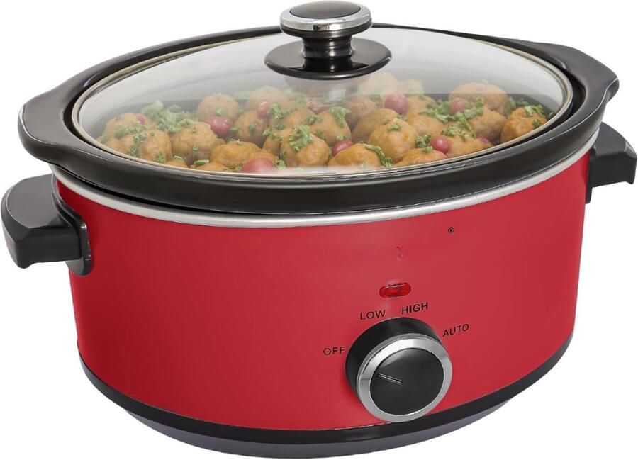 Core Slowcooker met timer Slowcooker Crockpot Rood- 24cm x 31cm x 18cm