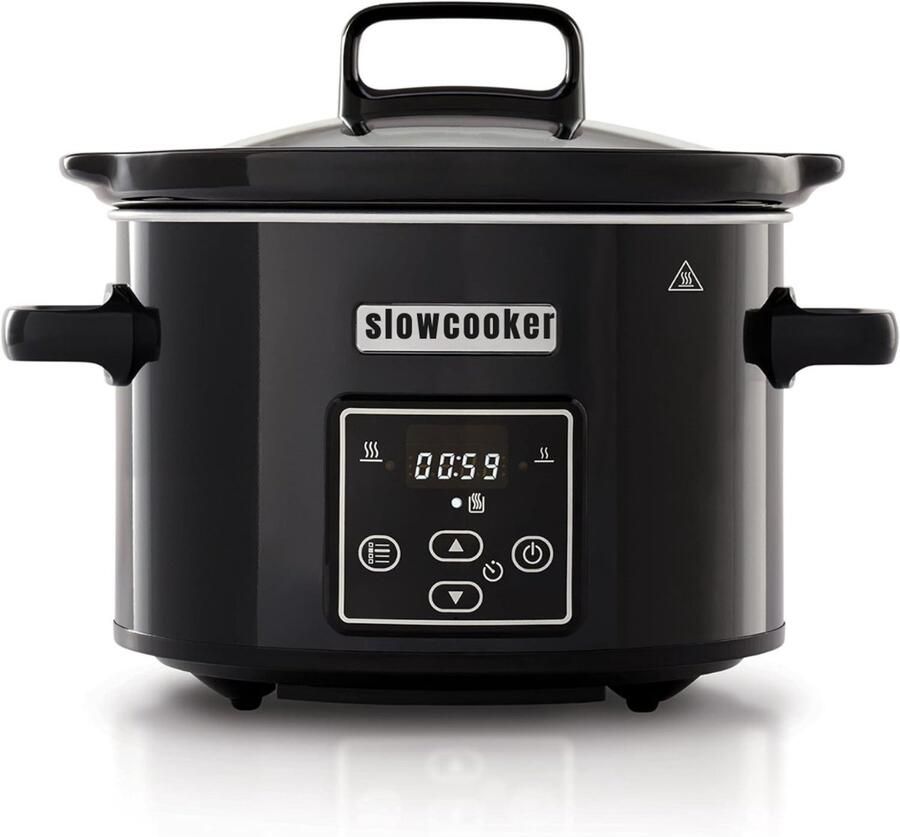 Aurixi Slowcooker met timer Slowcooker Crockpot Zwart ‎29cm x 29cm x 22cm