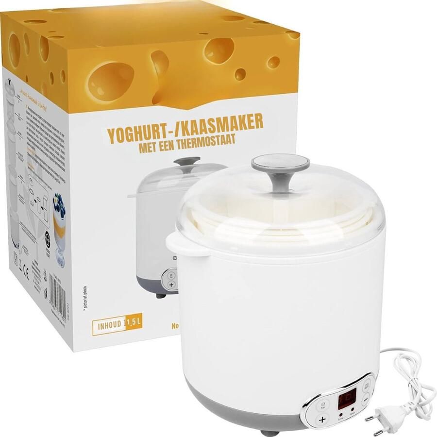 Aurixi Yoghurtmaker Yoghurtmakers Yoghurtmachine 9 x 170 ml 25 tot 65 Graden WitGrijs 17cm x 20cm x 22cm