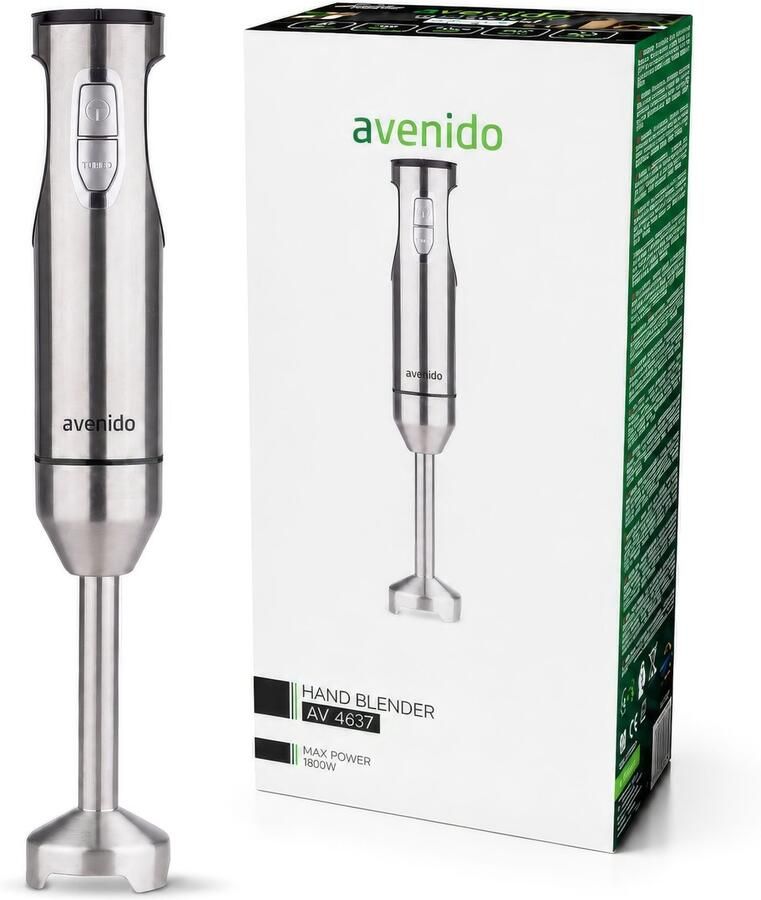 Avenido AV 4637 Staafmixer 1800W Max. – 21 Snelheden en Turbo – RVS Mixervoet met Titanium Versterkte Messen – BPA-vrij