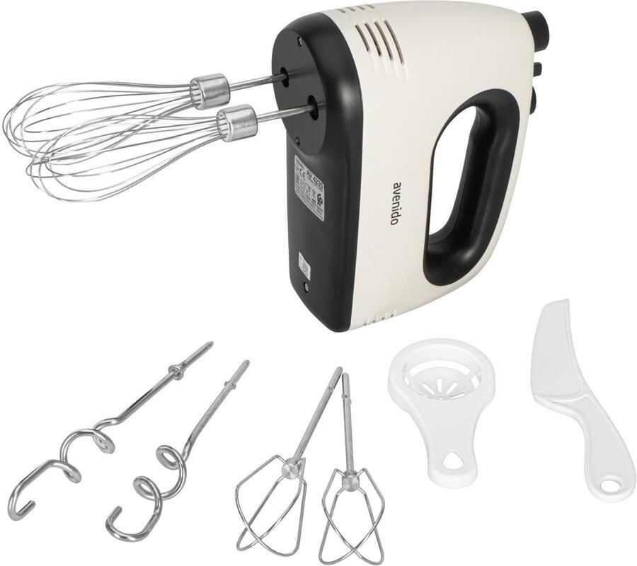Avenido AV4235 Handmixer Keukenmixer – 750W Max – 5 Snelheden en Turbo – 6 RVS Opzetstukken – Deegmixer – Grijs