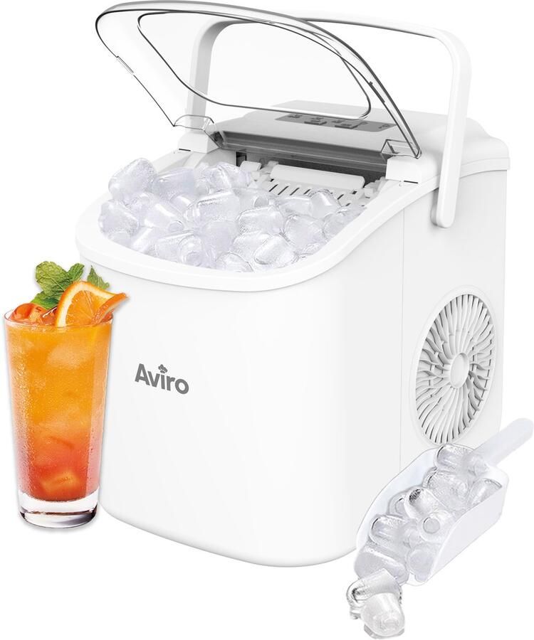Aviro IJsblokjesmachine 1 3L Met IJsschep Zelfreinigingsfunctie 12KG 24U 9 Blokjes 6 Min Wit