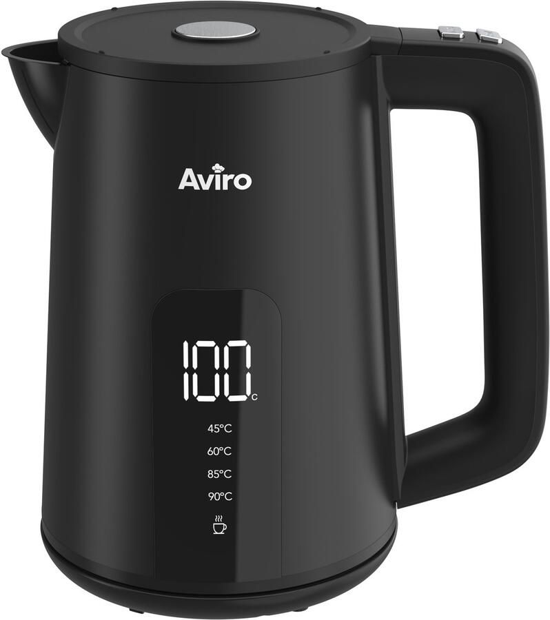 Aviro Waterkoker Met Temperatuurregeling Warmhoudfunctie 1.7L RVS Dubbelwandig Elektrisch 2000W Zwart