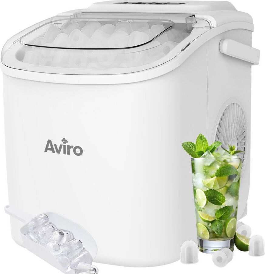 Aviro IJsblokjesmachine 1 3L Met IJsschep Zelfreinigingsfunctie 12KG 24U 9 Blokjes 6 Min Wit