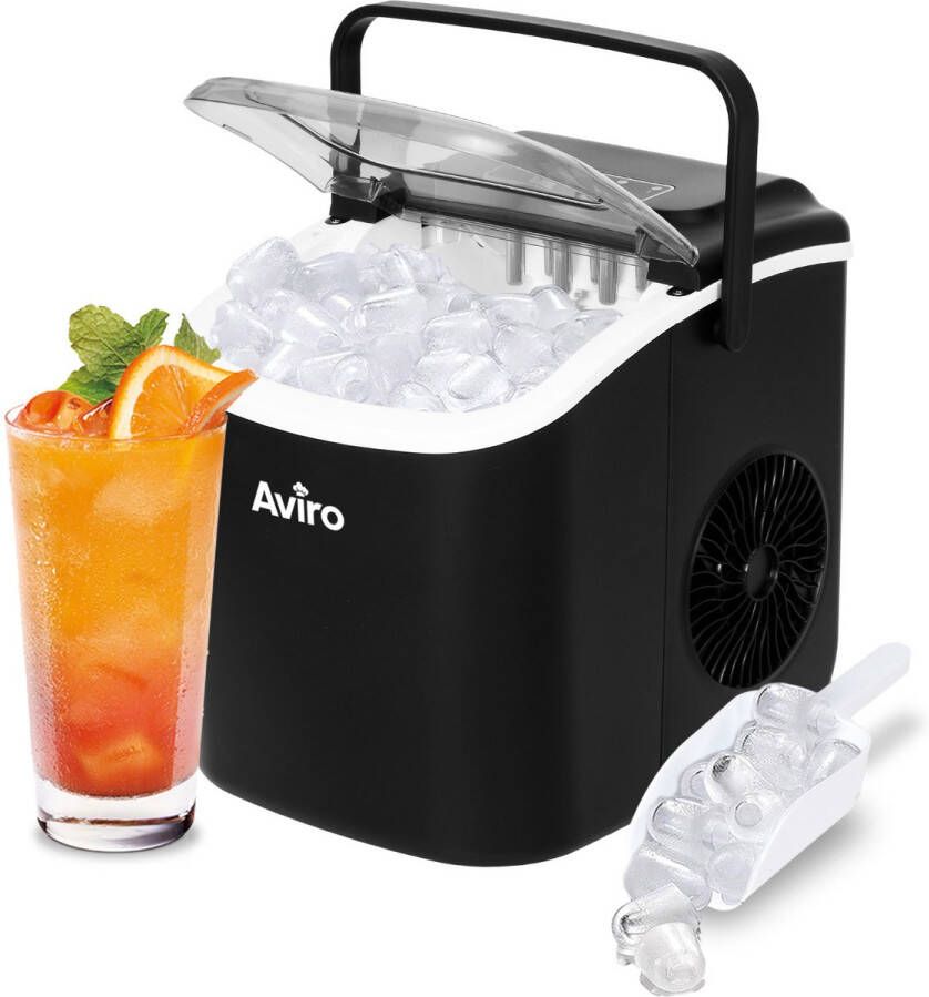 Aviro IJsblokjesmachine 1 3L Met IJsschep Zelfreinigingsfunctie 12KG 24U 9 Blokjes 6 Min Zwart
