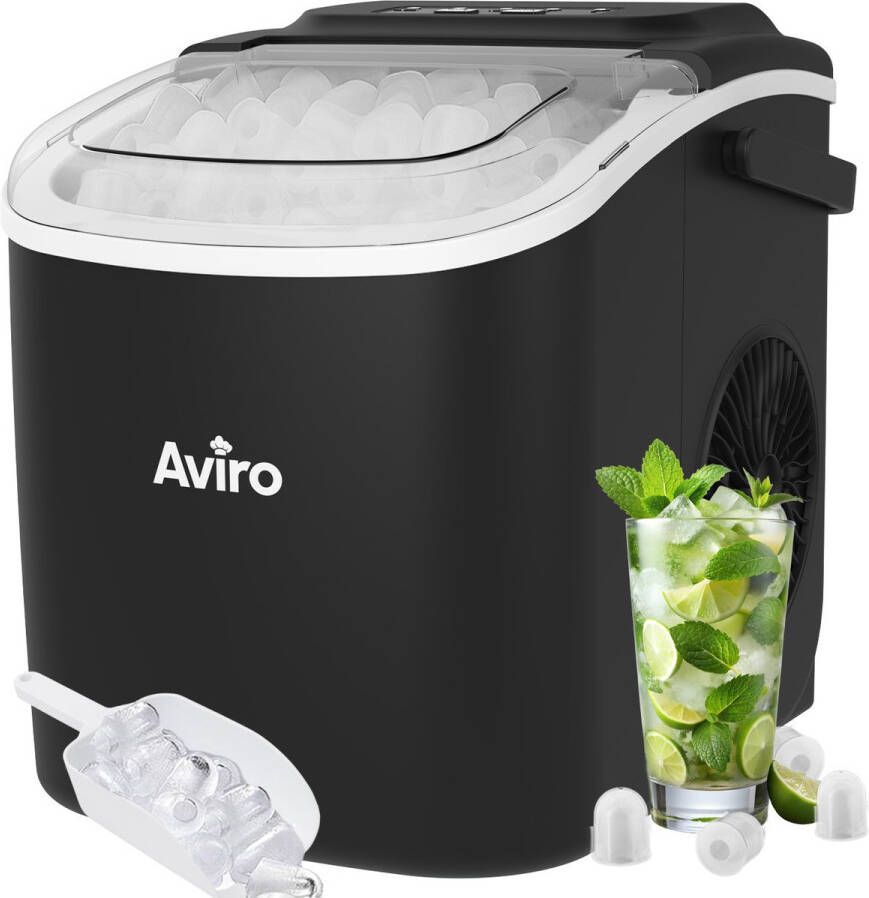 Infinity Goods IJsblokjesmachine 1 3L Met IJsschep Zelfreinigingsfunctie 12KG 24U 9 Blokjes 6 Min Zwart