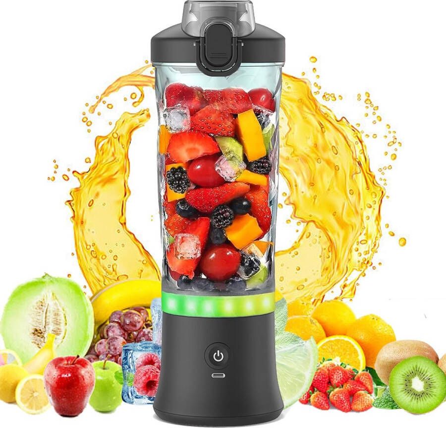 Ayangoods Draagbare Sapcentrifuge Waterdichte Blenderbeker USB-Oplaadbaar Compact en Krachtig Gezonde Smoothies en Sappen On-the-Go Blender