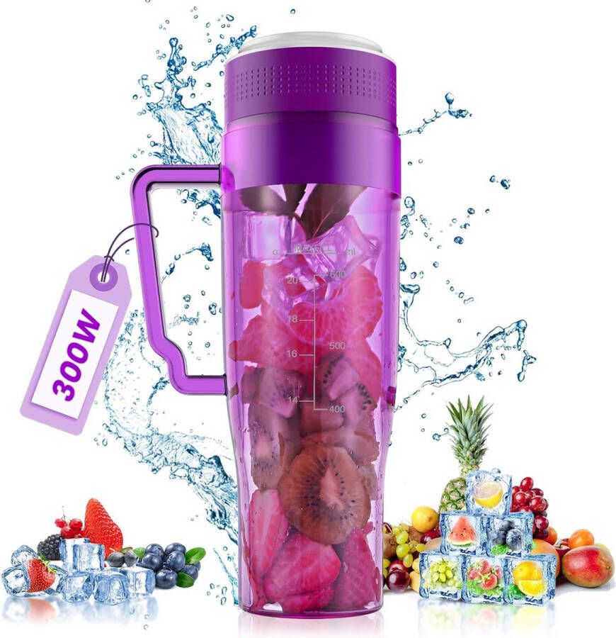 Ayangoods Draagbare USB-oplaadbare Blender met Rietdeksel Gezonde Smoothies overal Compact Design Makkelijk te Gebruiken