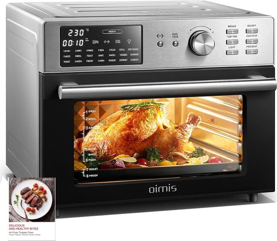 Azmsary Intelligente Airfryer Oven – Vrijstaande Heteluchtoven – 230℃ MAX 30L 6 Verwarmingselementen – 21 Programma s – Ingebouwde Verlichting – Drogen – Receptenboek - Foto 2