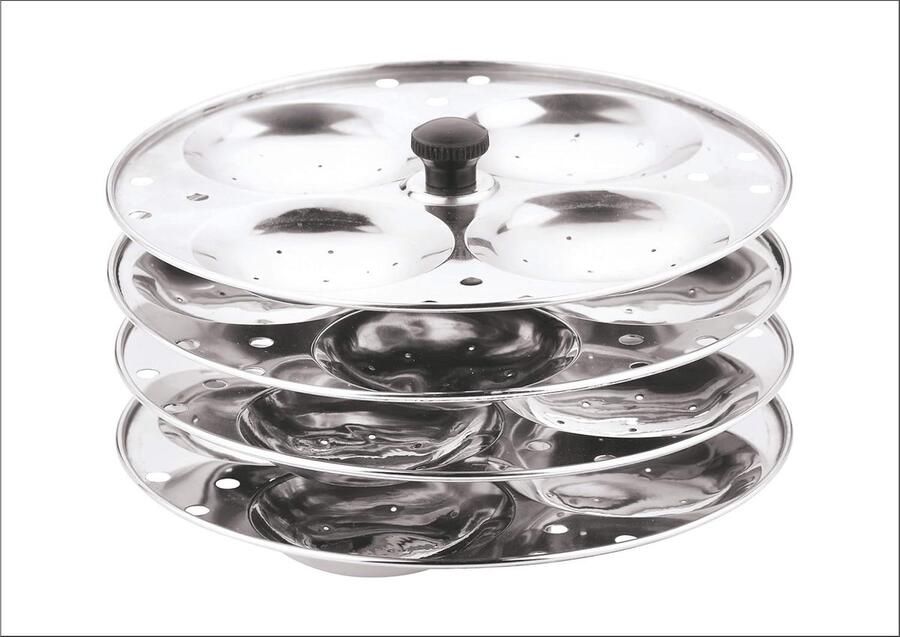 B Vinod Idli Stand van Roestvrij Staal 4 Niveaus Voor 16 Idli s Idly Maker Geschikt voor Instant Pot & Stoomkoker Traditioneel Indiaas Ontwerp met Kajal Sticker