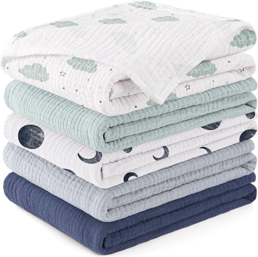 Baby 5 stuks katoen blauw 60x60 cm