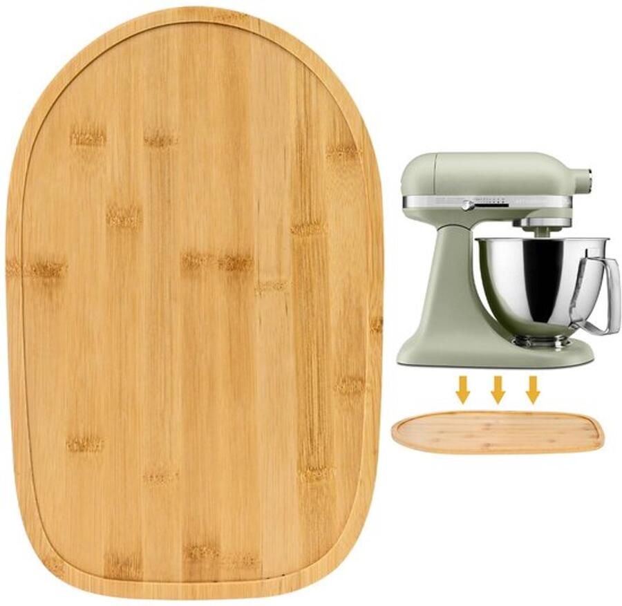 Bamboe schuifplank voor 4 5-5QT bamboe apparaat schuifregelaar stand mixer schuifregelaar pad voor keukenmixer en keukenmachine aanrecht beschermer accessoires