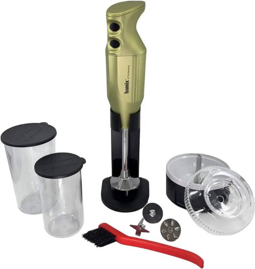 Bamix Staafmixer M200 Olive Jubileum Editie Incl. 3 mesjes standaard processormolen reinigingsborstel en 2 maatbekers
