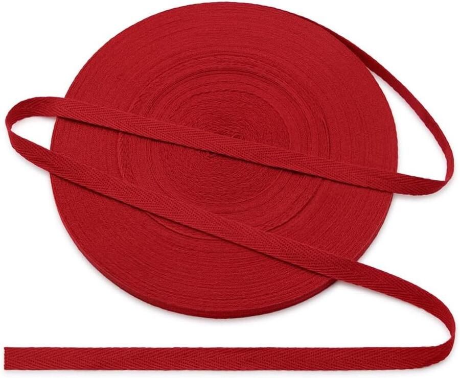 Band van katoen 10 mm visgraatband van katoen 10 mm katoenen band 1 cm felrood 45 yards