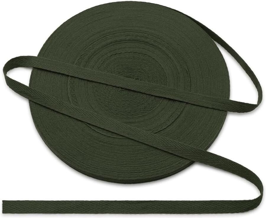 Band van katoen 10 mm visgraatband van katoen 10 mm katoenen band 1 cm groen 45 yards