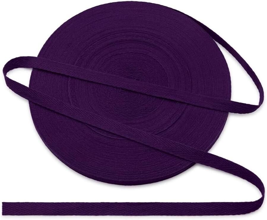Band van katoen 10 mm Visgraatband van katoen Katoenen band 10 mm Katoenen lint 1 cm Donkerpaars C500 45 Yards