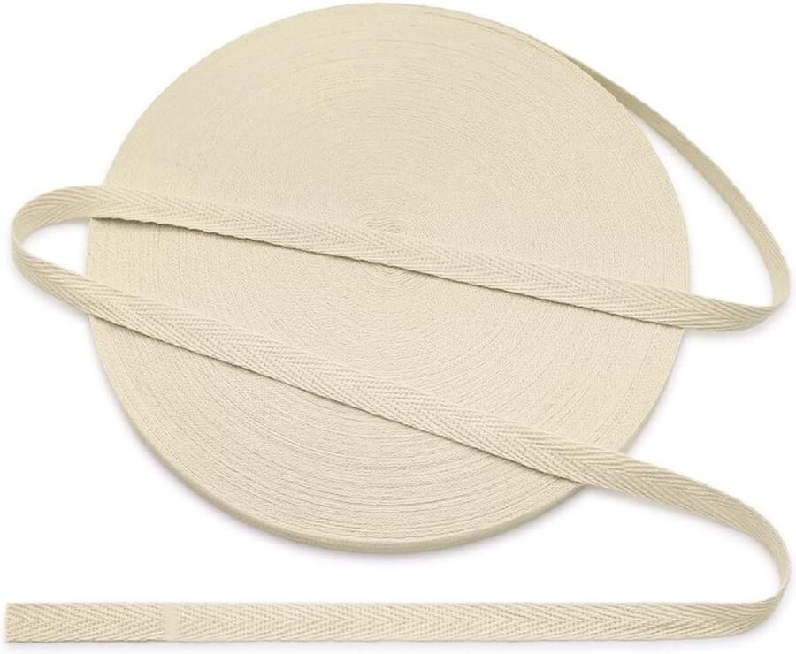 Band van katoen 10 mm visgraatpatroon katoenen band 10 mm katoenen lint 1 cm beige 45 yards