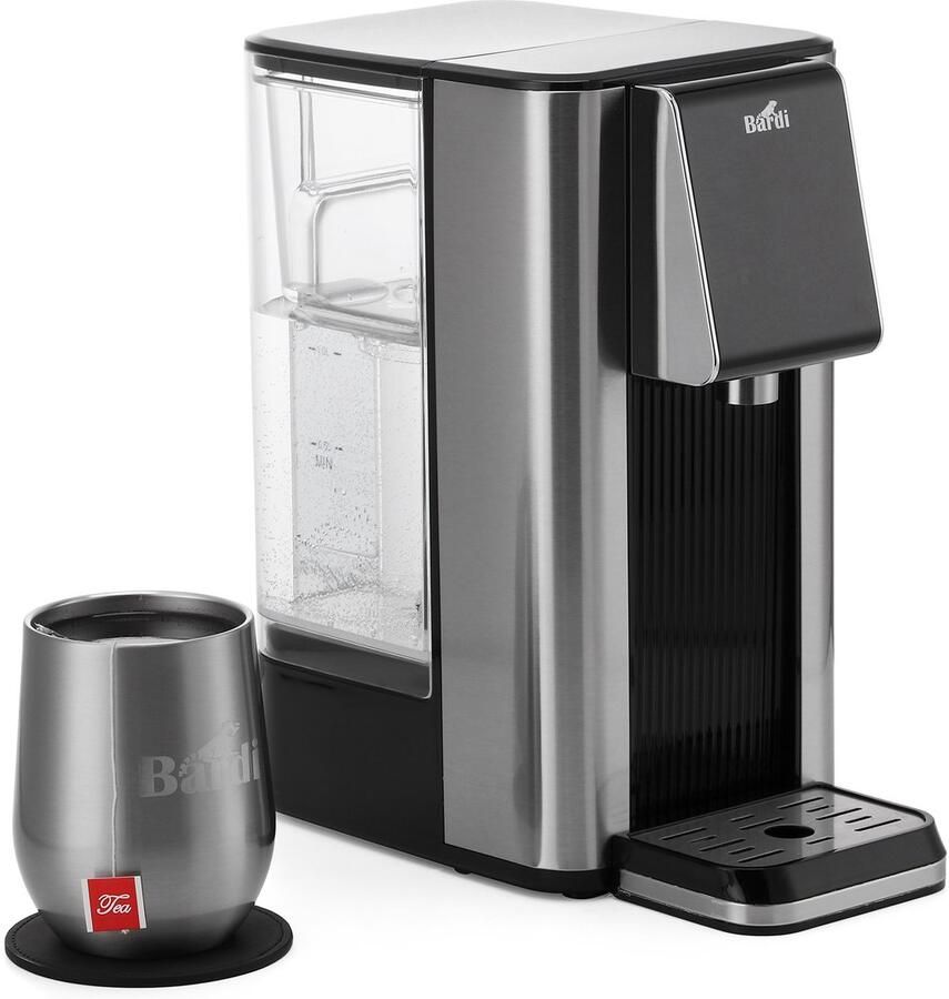 Bardi Heetwaterdispenser 2 6L – 6 Temperatuurstanden 45-100°C – Instant Waterkoker – Touch Display – Inclusief 3 Thermoscups & Onderzetter – RVS