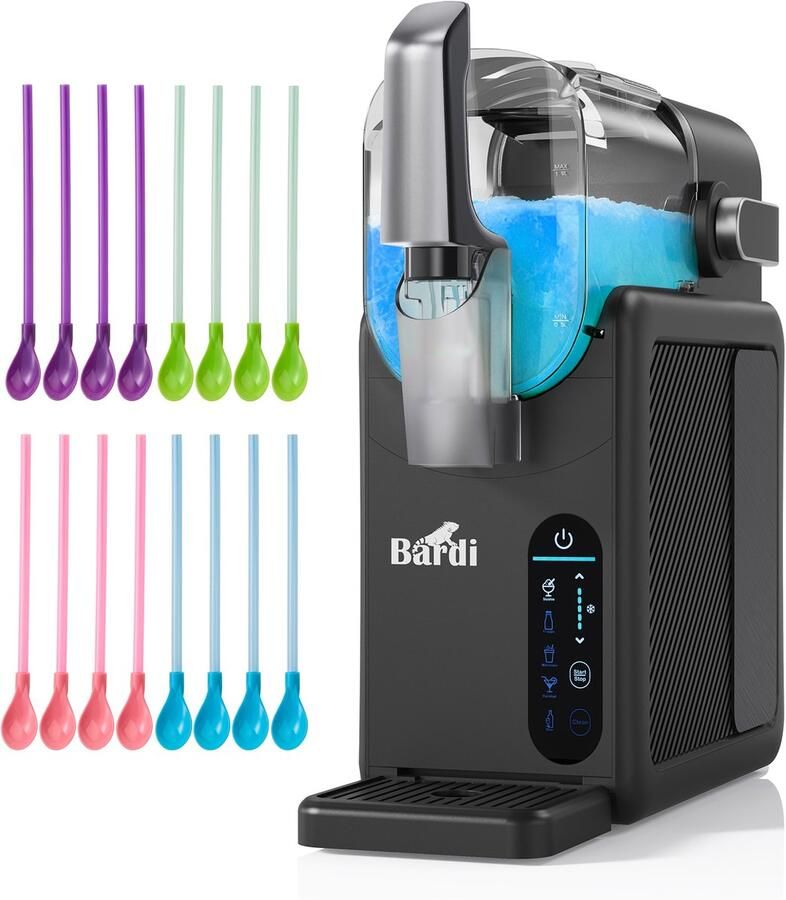 Bardi Slush Hero Combi – Slushmachine 2 6L + 12 Slush Lepelrietjes – Voor Slushies Milkshakes Frappé & Frozen Cocktails – Zelfreinigend – Grijs