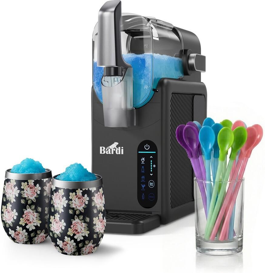 Bardi Slushmachine grijs met set cups Bloemetjes