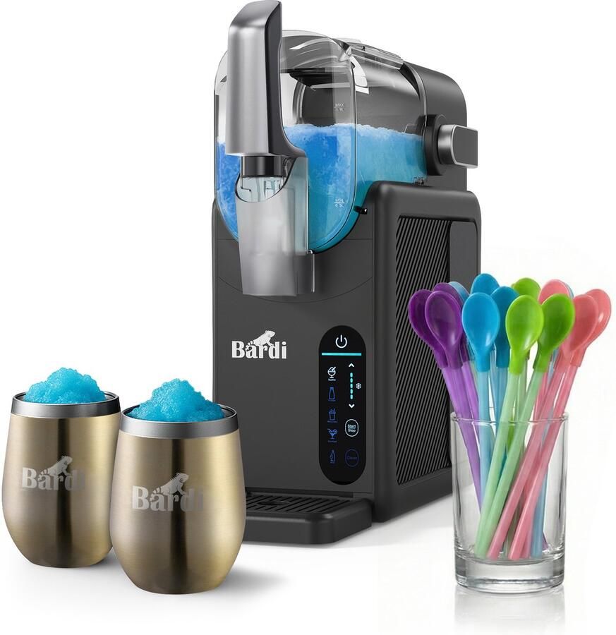 Bardi Slush Hero slushmachine – Grijs – met set cups Goud