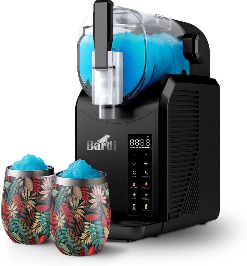 Bardi Slush Hero Combi – Slushmachine 2 6L + 2 Thermoscups Jungle + 12 Slush Lepelrietjes – Voor Slushies Milkshakes Frappé & Frozen Cocktails – Zelfreinigend – zwart - Foto 2