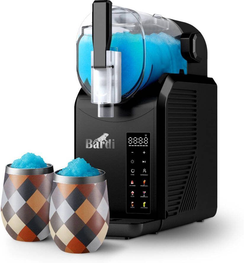 Bardi Slush Hero Combi – Slushmachine Slush Puppy Maker 2 6L + 2 Thermoscups Blok + 12 Slush Lepelrietjes – Voor Slushies Milkshakes Frappé & Frozen Cocktails – Zelfreinigend – zwart