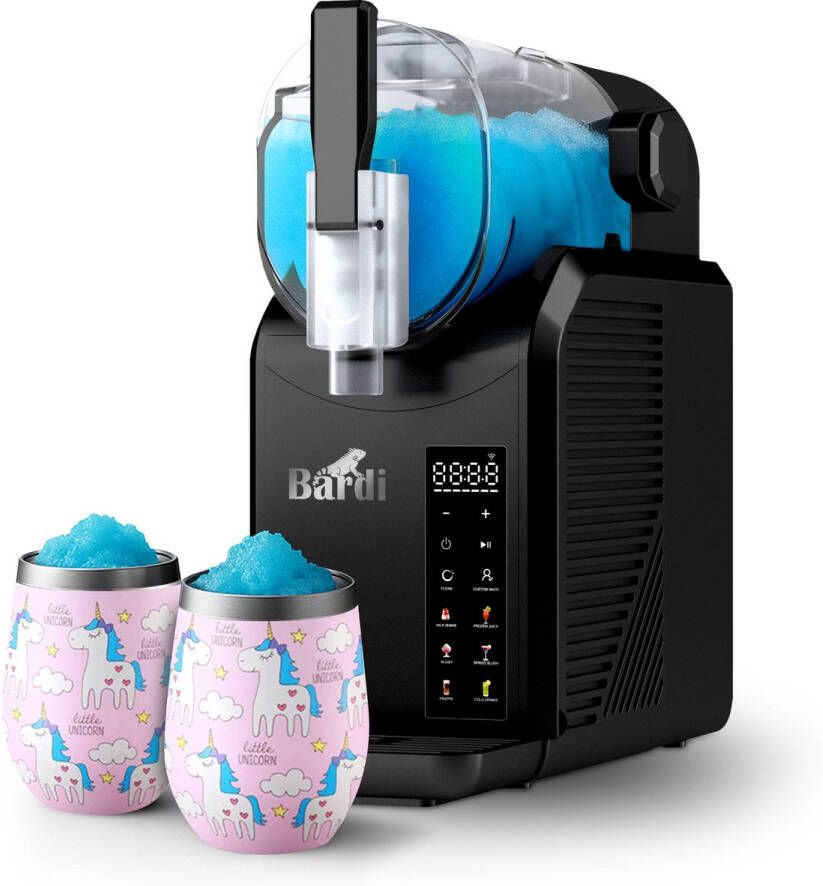 Bardi Slush Hero Combi – Slushmachine 2 6L + 2 Thermoscups Unicorn + 12 Slush Lepelrietjes – Voor Slushies Milkshakes Frappé & Frozen Cocktails – Zelfreinigend – zwart - Foto 2