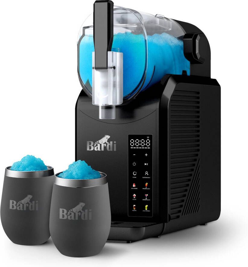Bardi Slush Hero Combi – Slushmachine Slush Puppy Maker 2 6L + 2 Thermoscups Grijs + 12 Slush Lepelrietjes – Voor Slushies Milkshakes Frappé & Frozen Cocktails – Zelfreinigend – zwart - Foto 2
