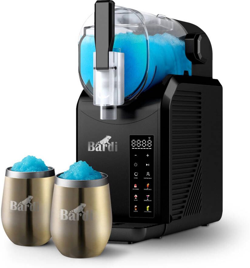 Bardi Slush Hero Combi – Slushmachine 2 6L + 2 Thermoscups Goud + 12 Slush Lepelrietjes – Voor Slushies Milkshakes Frappé & Frozen Cocktails – Zelfreinigend – zwart - Foto 2