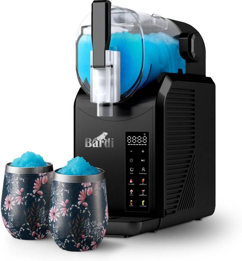 Bardi Slush Hero Combi – Slushmachine 2 6L + 2 Thermoscups Japanese Flower + 12 Slush Lepelrietjes – Voor Slushies Milkshakes Frappé & Frozen Cocktails – Zelfreinigend – zwart