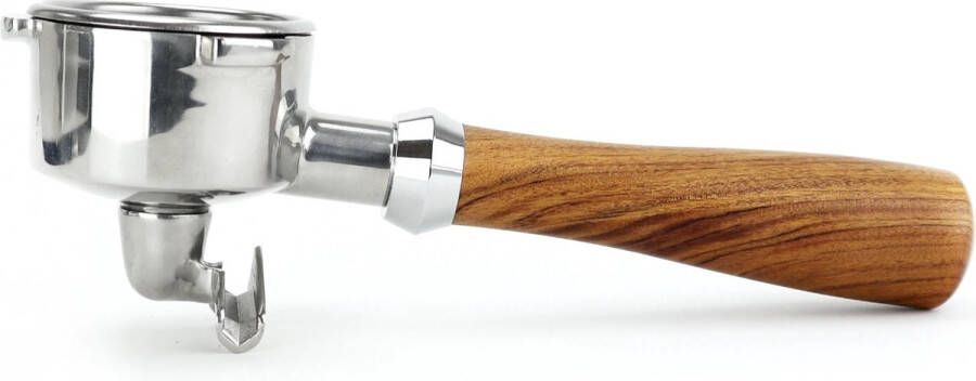 Barista-essentials Portafilter dubbele uitloop 51mm Hout filterdrager portafilter – piston delonghi koffiemachine – delonghi dedica