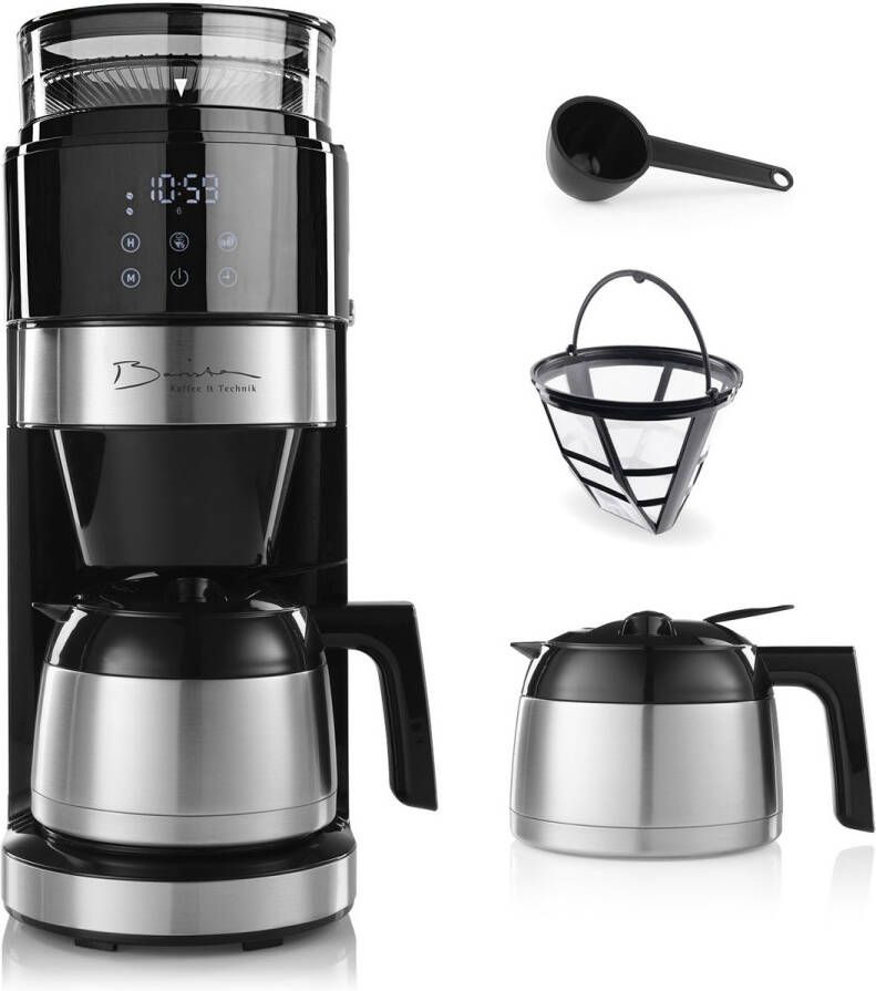 Barista koffiemachine met digitaal touchdisplay 800W zwart met koffiemolen + thermoskan