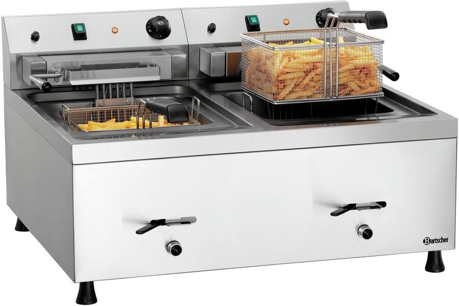 Bartscher 12L-20 Dubbel Vrijstaand 18000 W Frituurpan Zilver