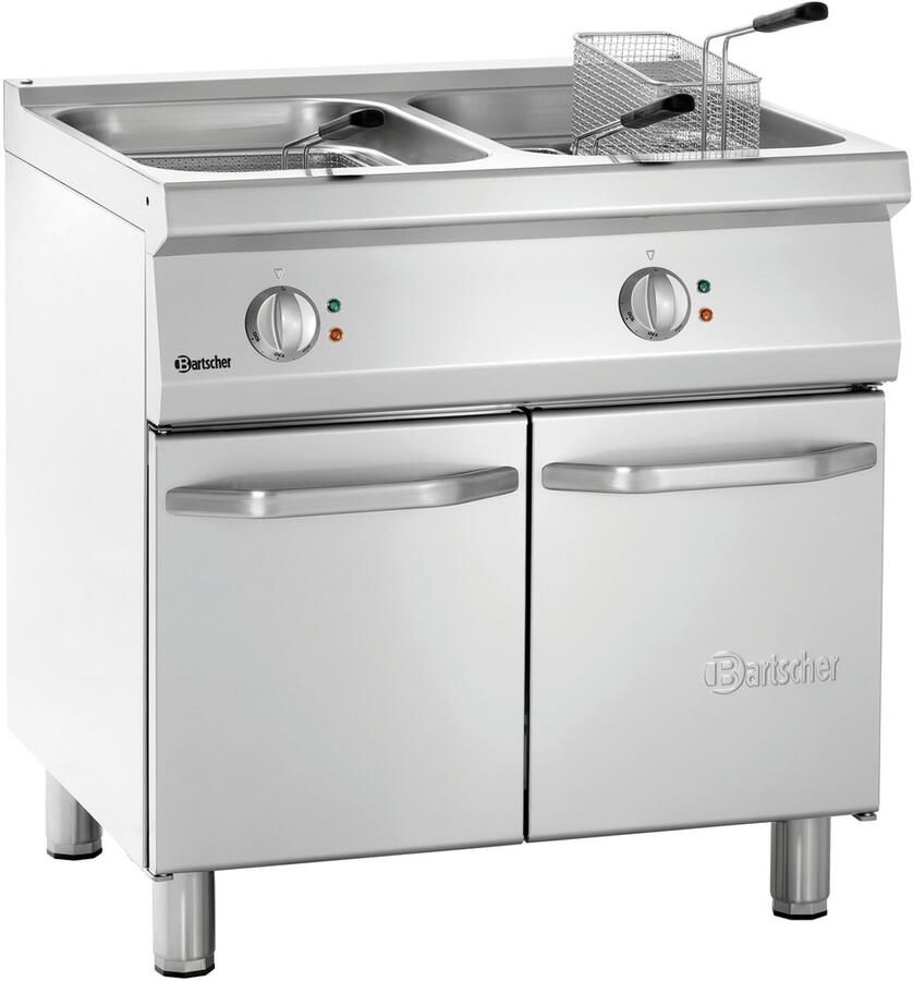 Bartscher Friteuse SERIE 700 Elektrisch 15+15L 100°C 190°C 400V Aftapkranen 800x700x850mm Horeca