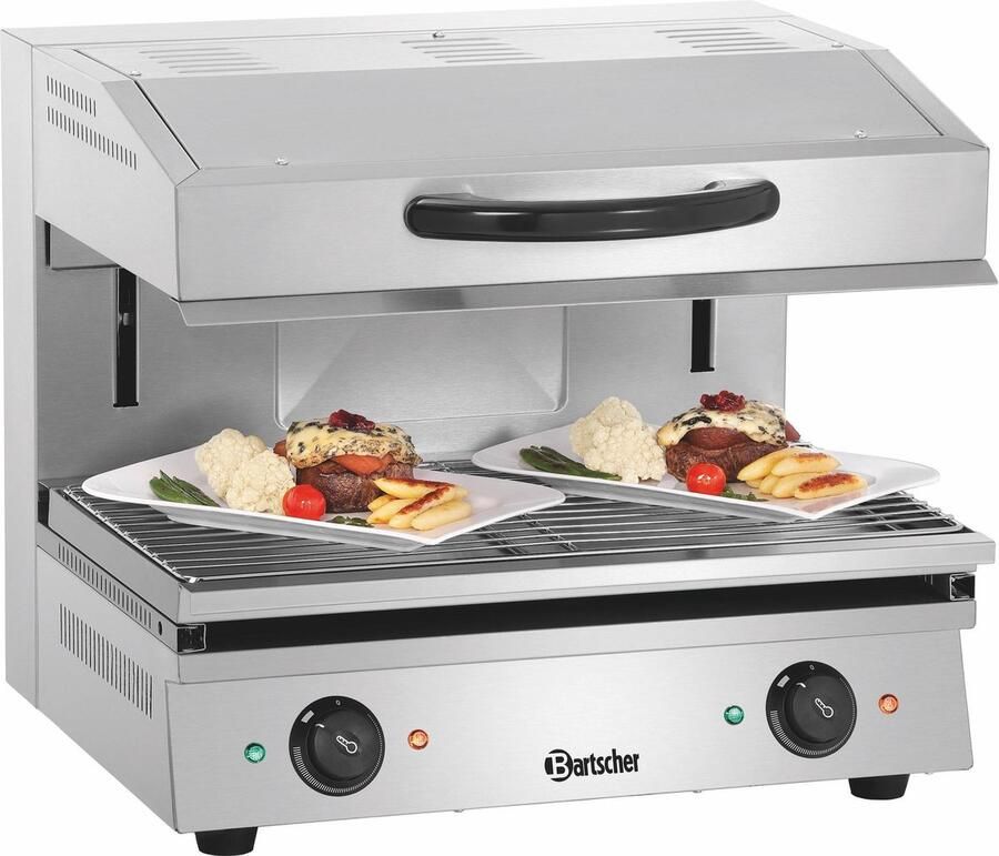 Bartscher Lift-Salamander 600-2Z 2 Verwarmingszones 400°C RVS 600x540x530mm