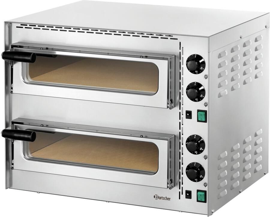 Bartscher Mini Pizzaoven 2x1 Pizza Ã˜35cm Temperatuur Instelbaar tot 400 C 570x550x(H)475mm