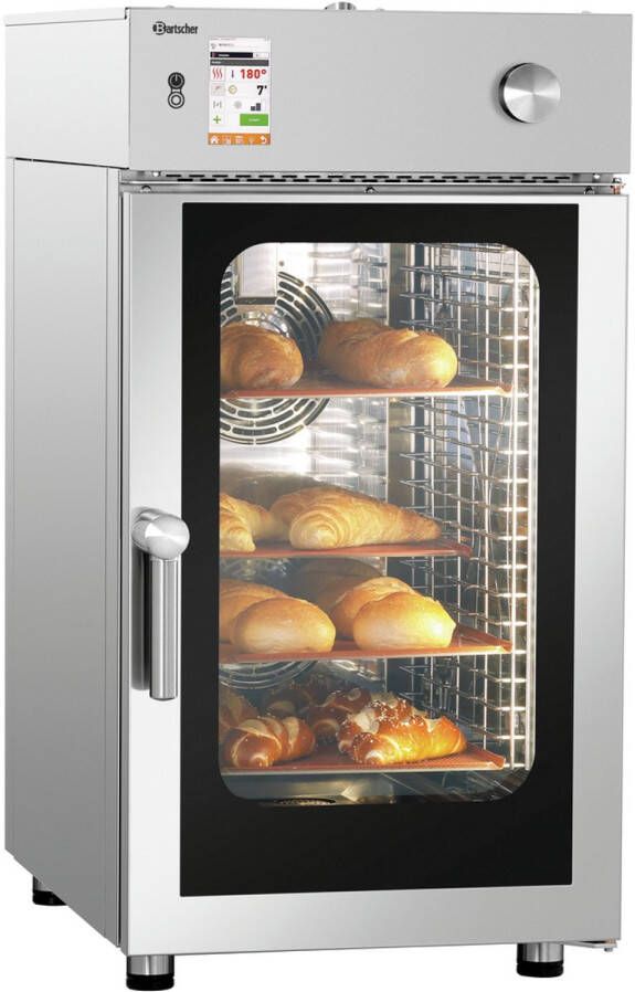 Bartscher Combisteamer SILVERSTEAM Elektrisch 10 Niveaus 50°C 300°C 400V Touchscreen 552x880x1000mm