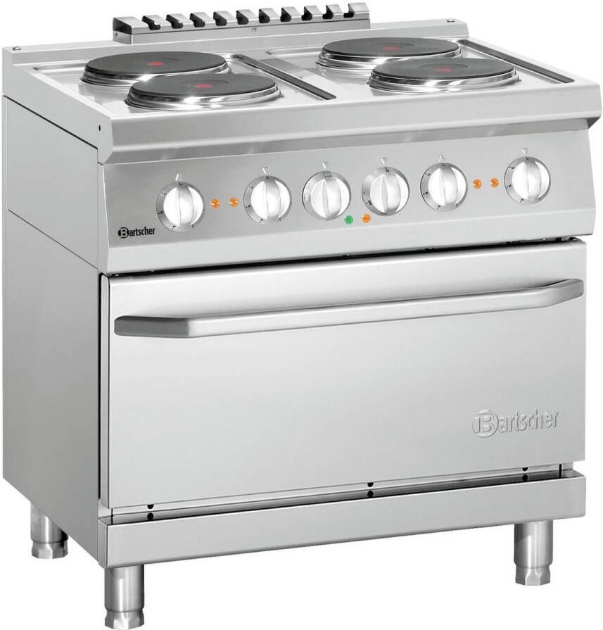 Bartscher Elektrisch Fornuis 700 B800 EO 4 Kookplaten Elektrische Oven 2 1 GN 21-2 kW 800x700x850mm Horeca Oven Horeca