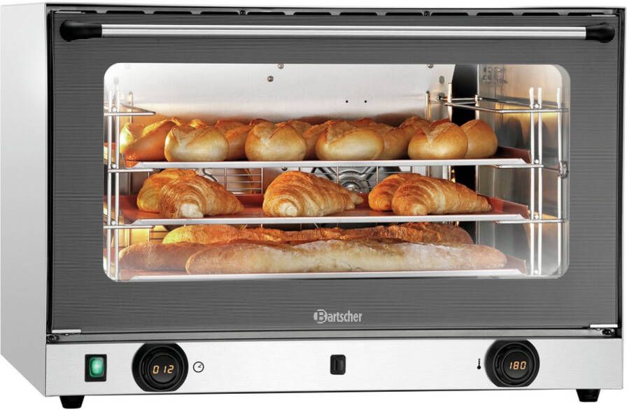 Bartscher Heteluchtoven 4 Niveaus EN600x400 50°C 300°C 400V Handmatige Bevochtiging 835x765x570mm Horeca Oven