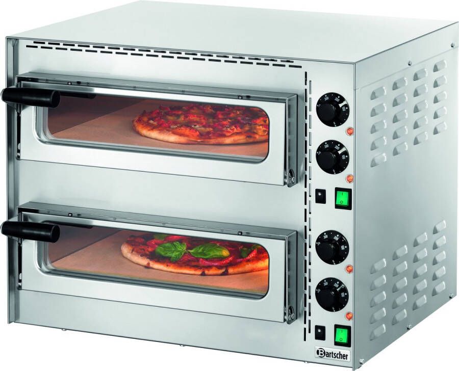Bartscher Mini Pizzaoven 2x1 Pizza Ã˜35cm Temperatuur Instelbaar tot 400 C 570x550x(H)475mm