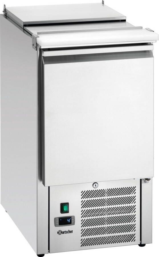 Bartscher Saladette 140L 1 deur Boven 1x 1 1 GN 0°C-10°C Geforceerde koeling Klapdeksel 455x700x887mm Horeca Oven