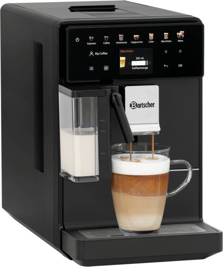Bartscher Volautomatische Koffiemachine Easy Slim 200 15 Programma s 200g Bonenreservoir 1.3L Watertank Compact Design 215x455x345mm Horeca Koffiemachine Koffieapparaat