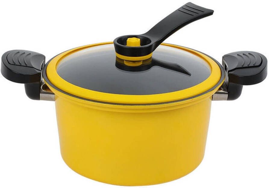 BASoo Soeppot & Snelkookpan – 3.5L 28 cm roestvrij staal (RVS) drukpan- Geel