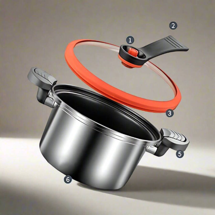 BASoo Soeppot & Snelkookpan – 3.5L 28 cm roestvrij staal (RVS) drukpan- Zilver