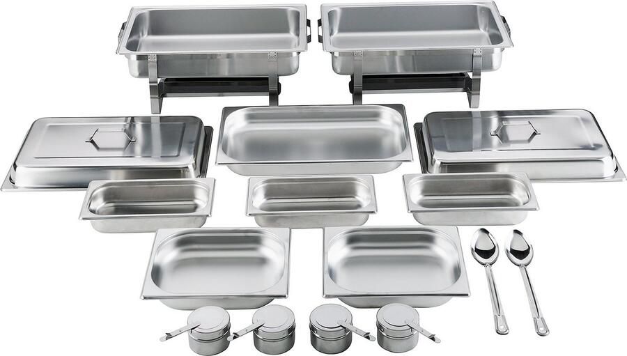 APS BATANIA Buffetwarmer Warmhouder 14-Delige Set RVS Vaatwasserbestendig Breukvast