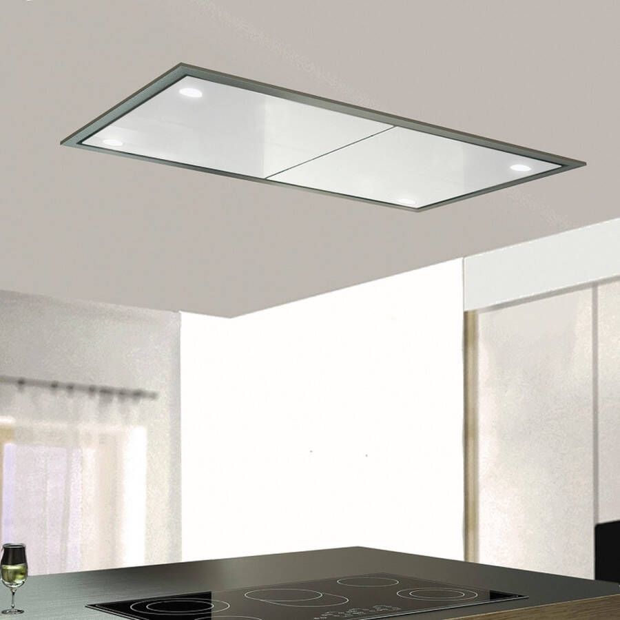 BAUMANN Afzuigkap Carina 120 w plafondkap 120x60cm wit glas 1000m3 h plafondventilator
