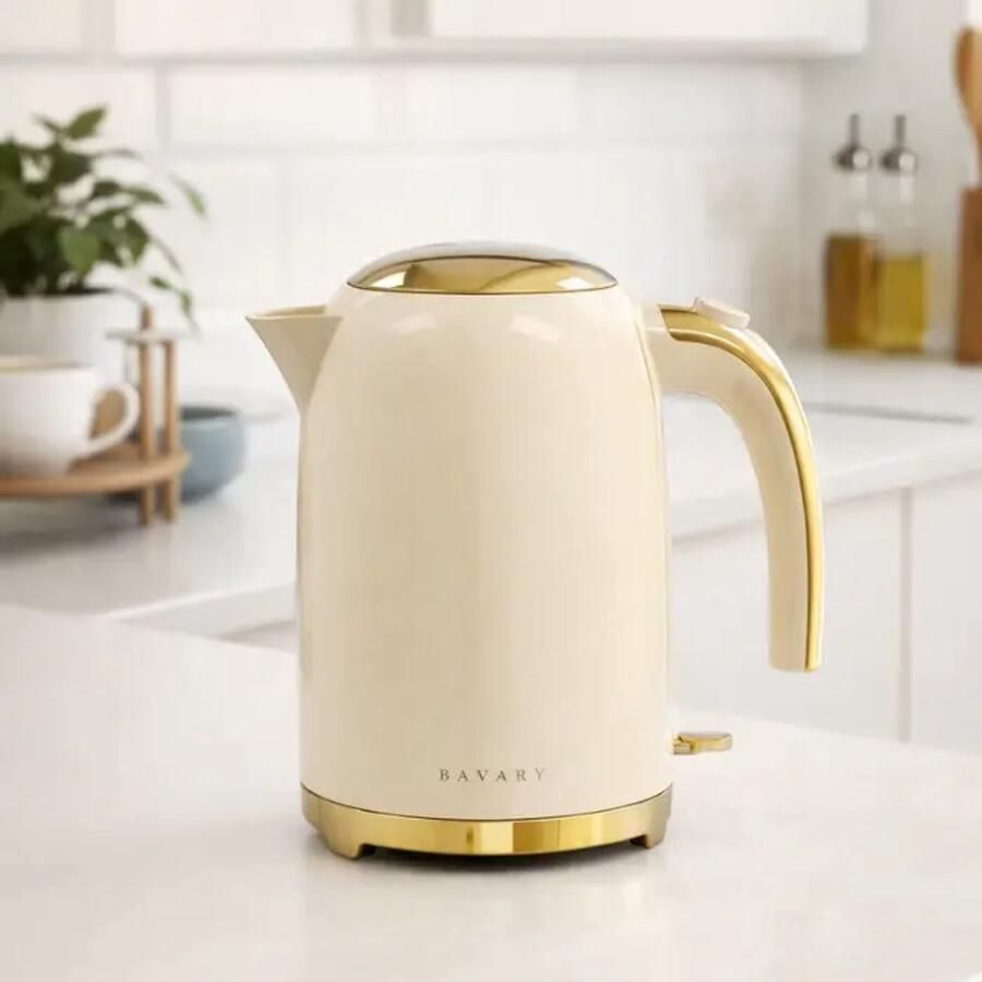BAVARY Collection K584QN Design Waterkoker 1.7L 2200W Beige Goud