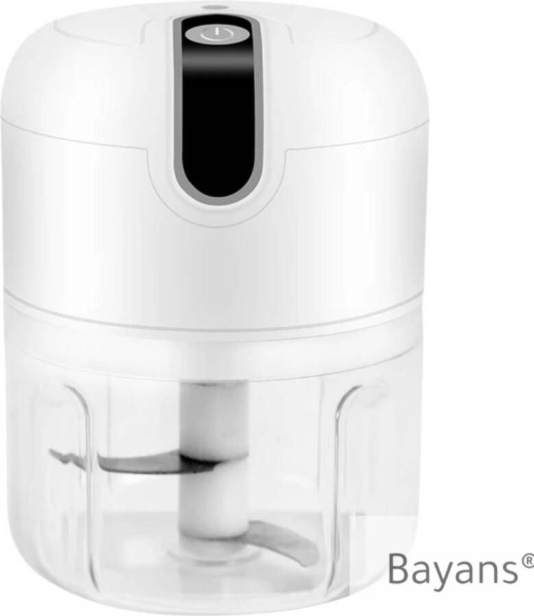 Bayans Hakmolen elektrische USB oplaadbal Mini Portable Chopper 250ml Wit Groentesnijder